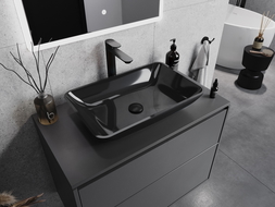Mexen Megan lavabo à comptoir en verre 56 x 36 cm, Noir - 24135670