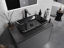 Mexen Megan lavabo en verre sur comptoir 56 x 36 cm, noir - 24135670