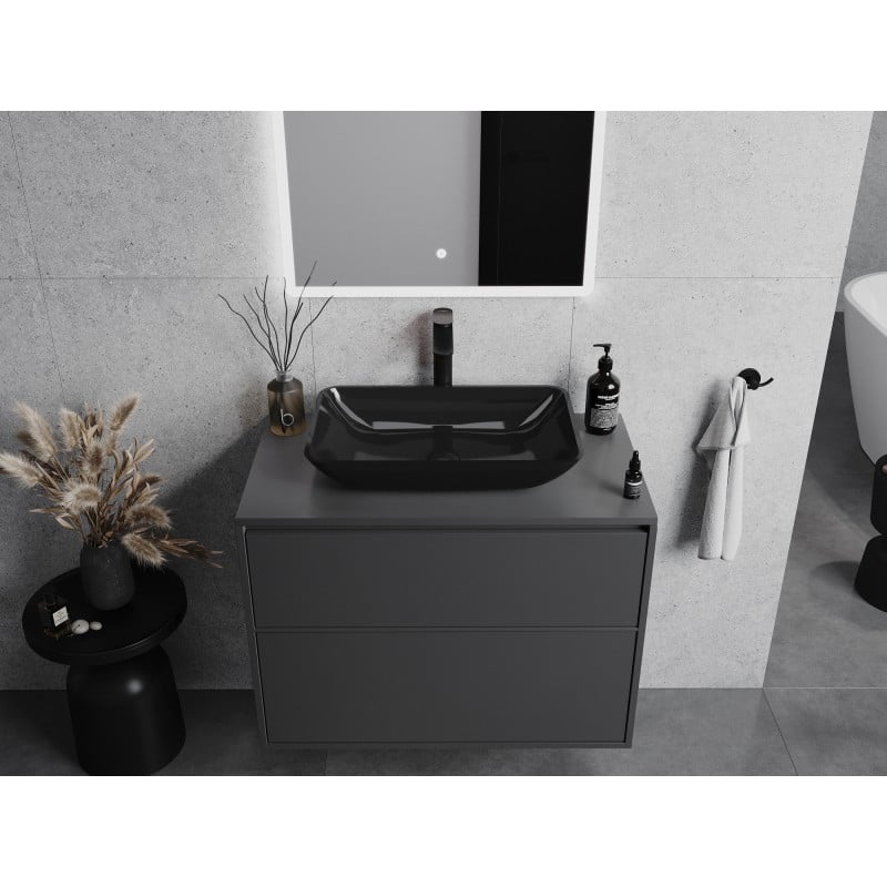 Mexen Megan lavabo en verre à poser 56 x 36 cm, noir - 24135670
