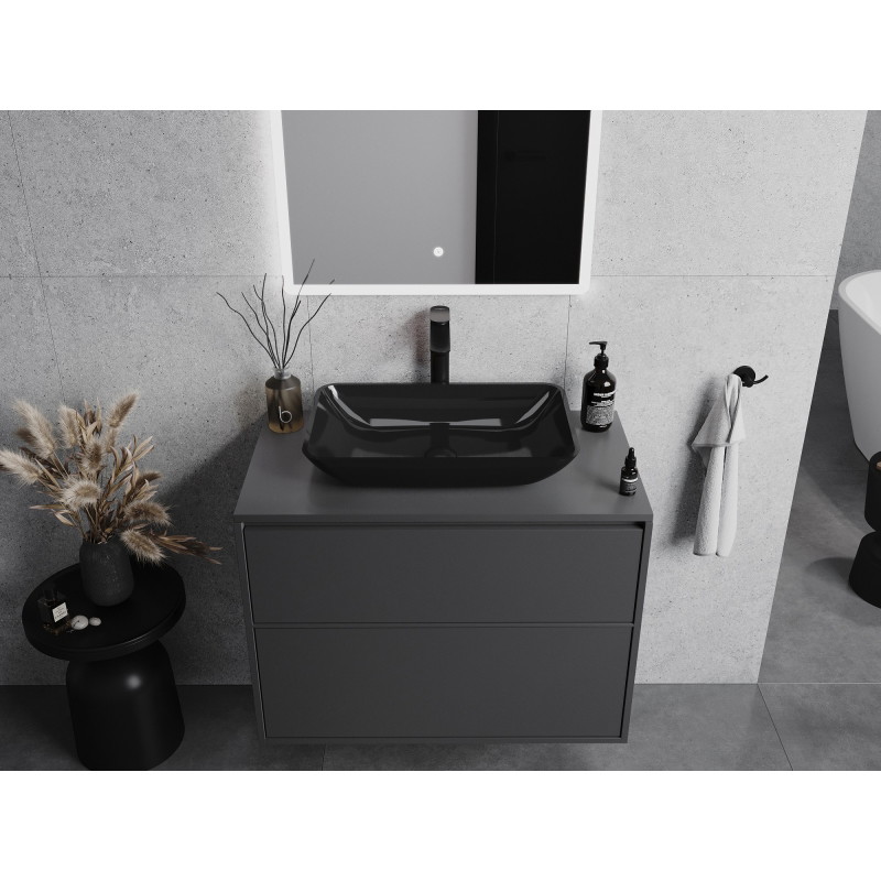 Mexen Megan lavabo en verre sur comptoir 56 x 36 cm, noir - 24135670