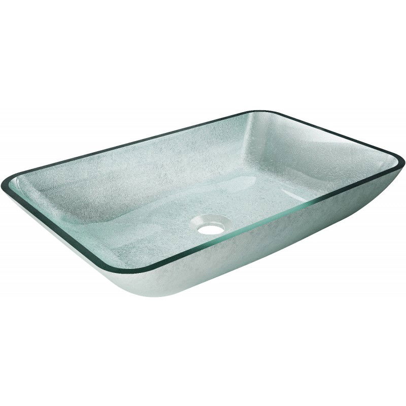 Mexen Megan lavabo à comptoir en verre 56 x 36 cm, Argent - 24135611