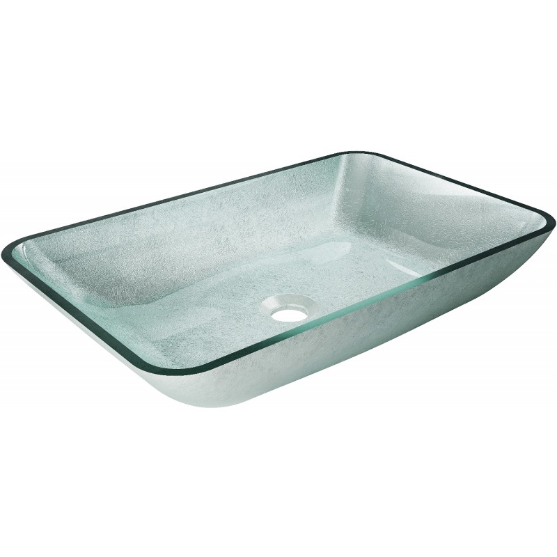 Mexen Megan lavabo en verre à poser 56 x 36 cm, argenté - 24135611