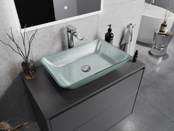 Mexen Megan lavabo à comptoir en verre 56 x 36 cm, Argent - 24135611