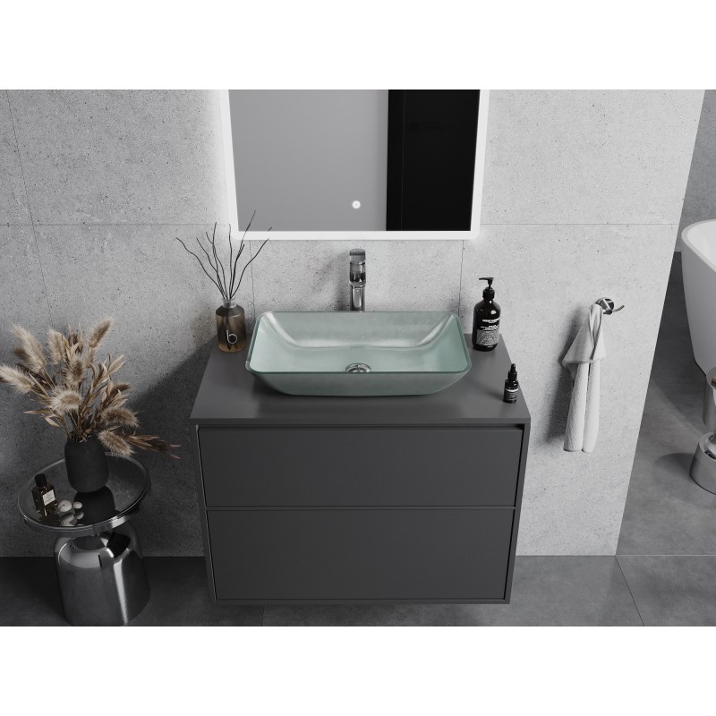 Mexen Megan lavabo en verre sur plan 56 x 36 cm, argent - 24135611