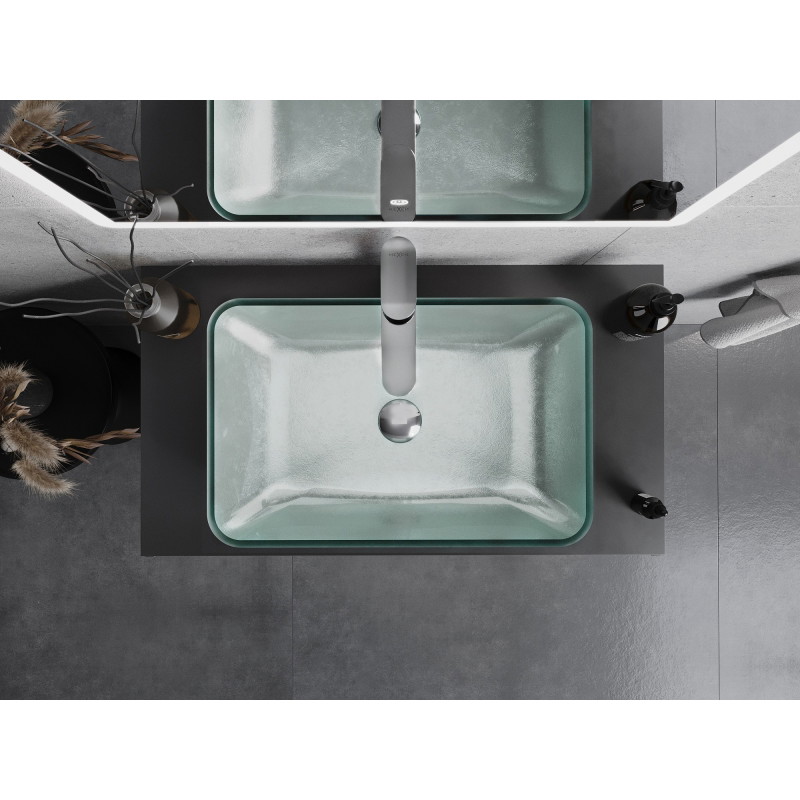 Mexen Megan lavabo en verre posé sur le comptoir 56 x 36 cm, argenté - 24135611