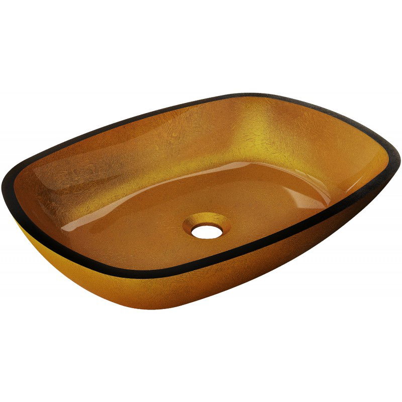 Mexen Araks lavabo en verre à poser 54 x 39 cm, doré - 24155450