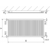 Mexen CVH10 Radiateur hygiénique à plaques 400 x 2600 mm, raccordement inférieur, 1123 W, noir - W610H-040-260-70