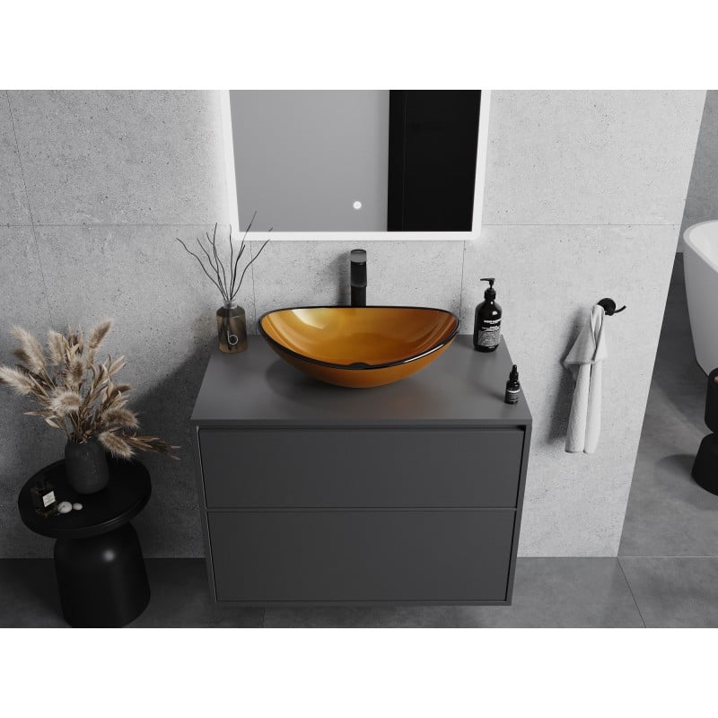 Mexen Sonia lavabo en verre à poser 54 x 37 cm, doré - 24145450