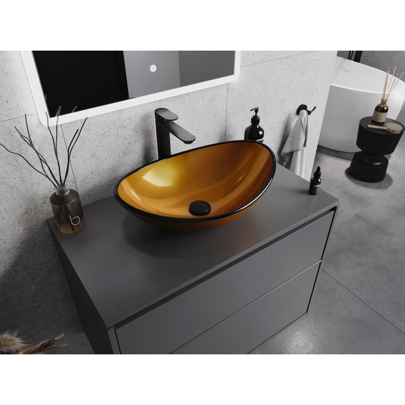 Mexen Sonia lavabo en verre sur comptoir 54 x 37 cm, or - 24145450