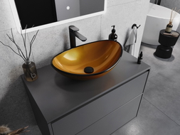 Mexen Sonia lavabo en verre sur comptoir 54 x 37 cm, or - 24145450