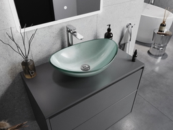 Mexen Sonia lavabo en verre sur plan 54 x 37 cm, argenté - 24145411