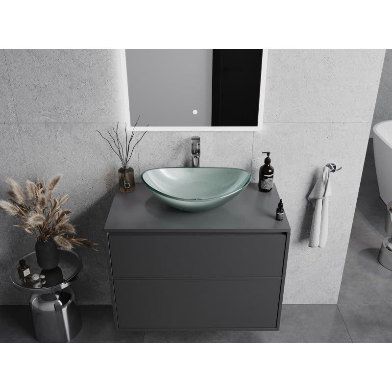 Mexen Sonia lavabo à poser en verre 54 x 37 cm, argenté - 24145411