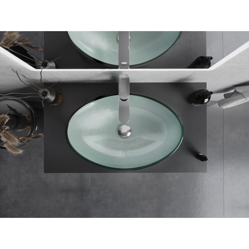 Mexen Sonia lavabo en verre sur plan 54 x 37 cm, argenté - 24145411