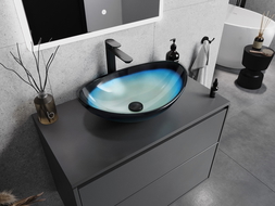 Mexen Sonia lavabo en verre posé sur comptoir 54 x 37 cm, bleu - 24145447