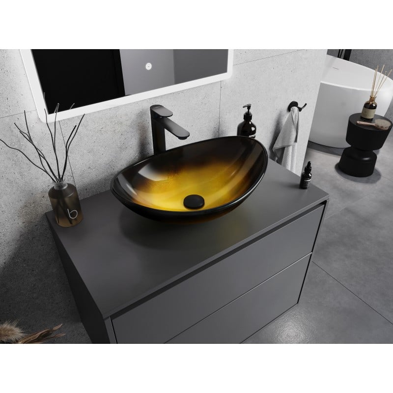 Mexen Sonia lavabo en verre à poser 54 x 37 cm, or foncé - 24145451