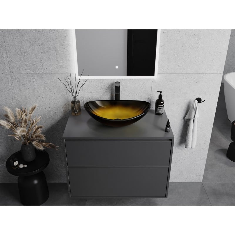 Mexen Sonia lavabo en verre à poser 54 x 37 cm, or foncé - 24145451