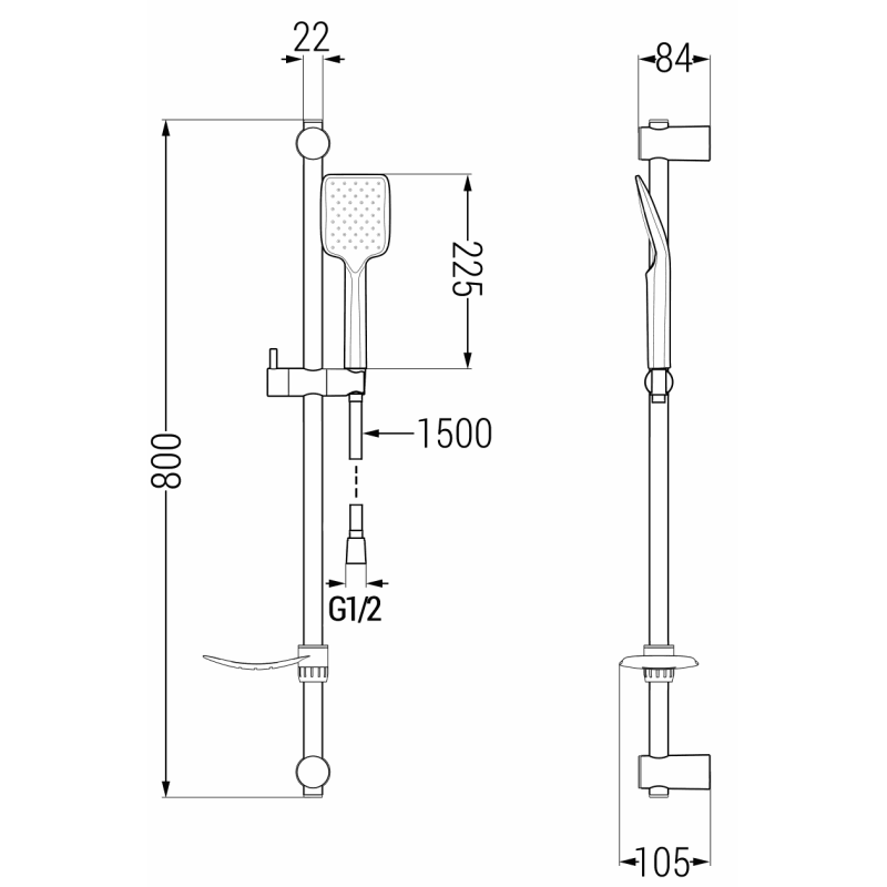 Mexen Lynx DF62 ensemble de douche, chromé - 745904DF62-00