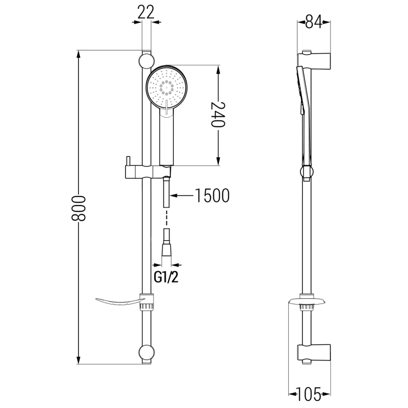 Mexen Lynx Ensemble de douche DF40, chrome - 745904DF40-00