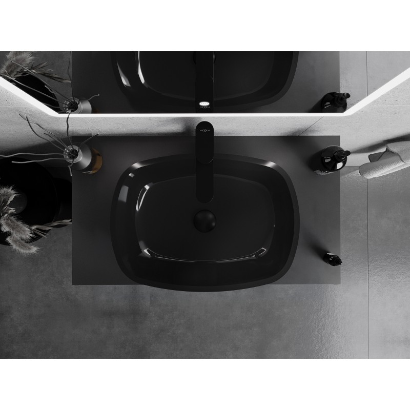 Mexen Araks lavabo en verre sur plan 54 x 39 cm, noir - 24155470