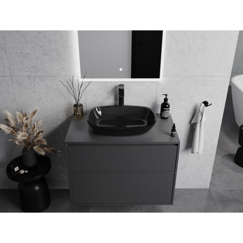 Mexen Araks lavabo en verre à poser 54 x 39 cm, noir - 24155470