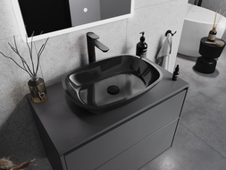 Mexen Araks lavabo à comptoir en verre 54 x 39 cm, Noir - 24155470