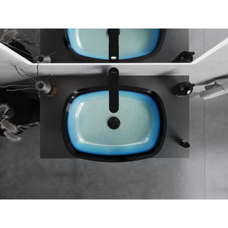 Mexen Araks lavabo en verre sur plan 54 x 39 cm, bleu - 24155447
