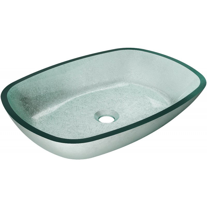 Mexen Araks lavabo à comptoir en verre 54 x 39 cm, Argent - 24155411