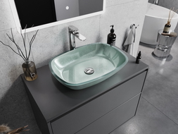 Mexen Araks lavabo à comptoir en verre 54 x 39 cm, Argent - 24155411
