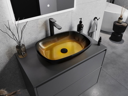 Mexen Araks lavabo en verre sur plan 54 x 39 cm, or foncé - 24155451