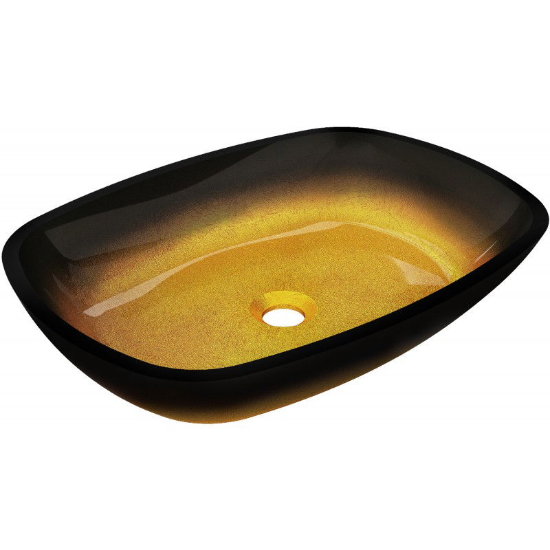 Mexen Araks lavabo en verre sur plan 54 x 39 cm, or foncé - 24155451
