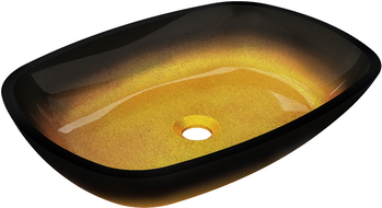 Mexen Araks lavabo en verre sur plan 54 x 39 cm, or foncé - 24155451