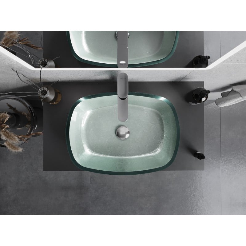 Mexen Araks lavabo en verre à poser 54 x 39 cm, argenté - 24155411