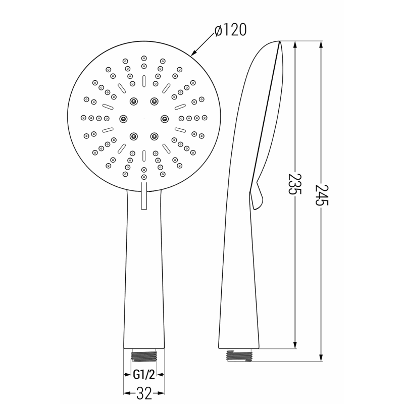 Mexen R-67 pommeau de douche 3 fonctions, noir - 79567-70