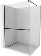 Mexen Kioto+ paroi de douche avec étagère Walk-in 125 x 200 cm, transparent, noir - 800-125-121-70-00