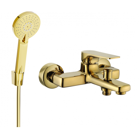 Mexen Lynx R40 robinet de bain avec ensemble de douche, or - 74593R40-50