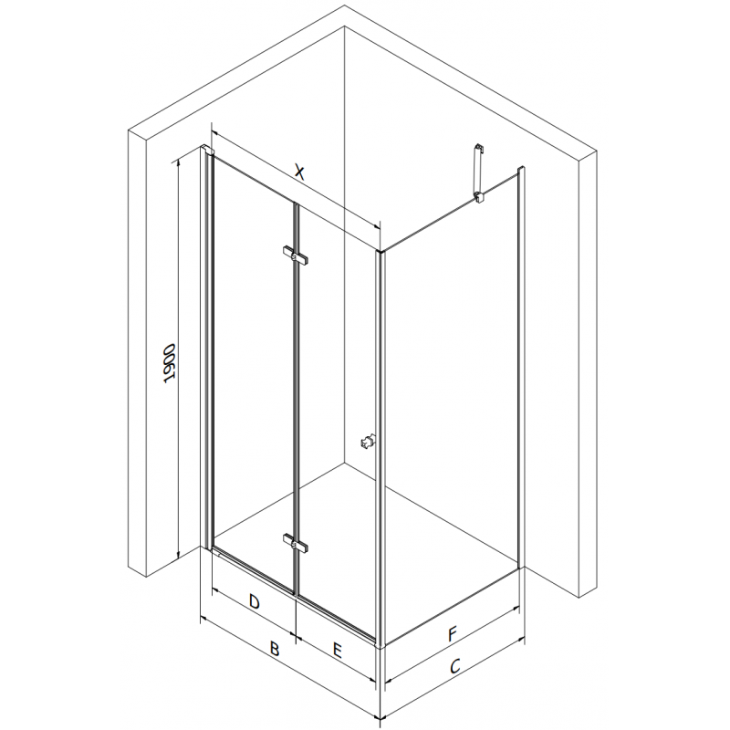 Mexen Lima cabine de douche pliante 120 x 120 cm, transparent, noir - 856-120-120-70-00