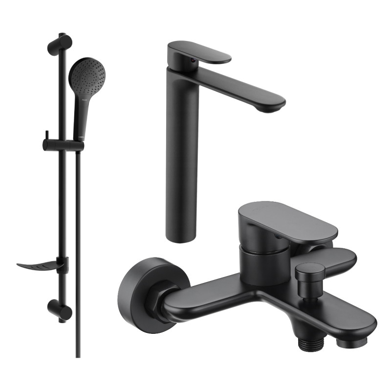 Mexen Milo DF05 ensemble de baignoire, noir - 71313DF05-70
