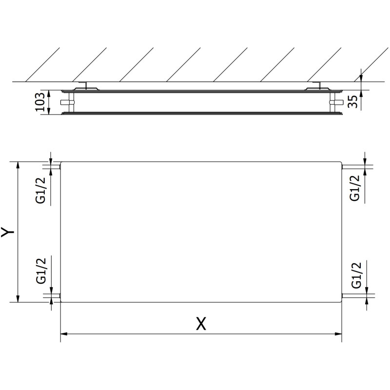 Mexen CHF20 Hygiene Flat radiateur à panneau 400 x 400 mm, raccordement latéral, 288 W, noir - W420HF-040-040-70