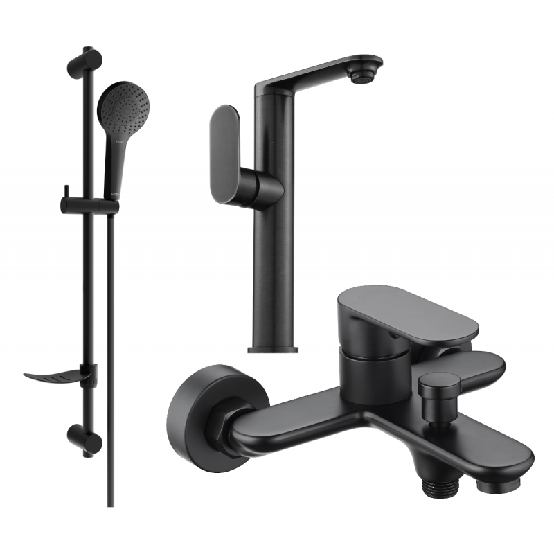 Mexen Milo DF05 ensemble de baignoire, noir - 713153DF05-70