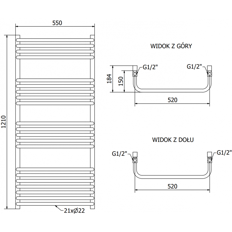 Mexen Apollo radiateur électrique 1210 x 550 mm, 600 W, anthracite - W117-1210-550-2600-66