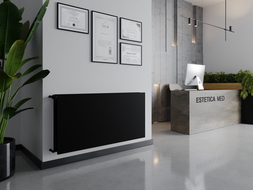 Radiateur à panneaux plat Mexen CHF20 Hygiene 900 x 1300 mm, raccordement latéral, 1817 W, noir - W420HF-090-130-70