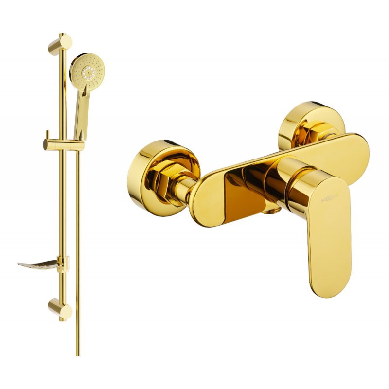 Batterie de douche Mexen Milo DF40 avec ensemble de douche, or - 7134R40-50