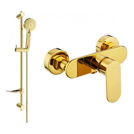 Batterie de douche Mexen Milo DF40 avec ensemble de douche, or - 7134R40-50