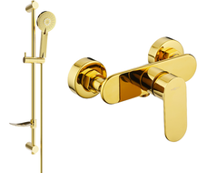 Batterie de douche Mexen Milo DF40 avec ensemble de douche, or - 7134R40-50