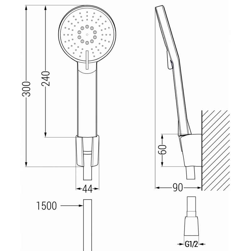 Mexen Milo R40 robinet de baignoire avec ensemble de douche, or - 7133R40-50