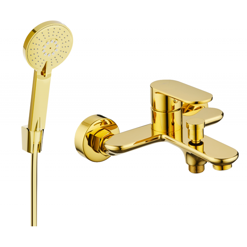 Mexen Milo R40 robinet de baignoire avec set de douche, or - 7133R40-50