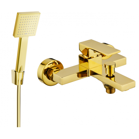 Mexen Uno R45 mitigeur de baignoire avec ensemble de douche, or - 7143R45-50