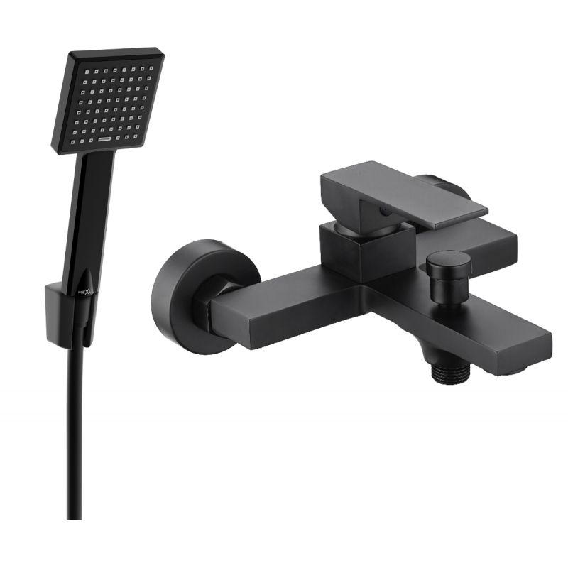 Mexen Uno R45 batterie de bain avec ensemble de douche, noire - 7143R45-70