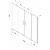 Paroi de baignoire à 2 volets coulissants Velar Duo Mexen 150 x 150 cm, dépoli, gris fusil brossé - 896-150-000-32-66