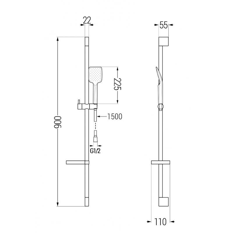 Mexen Zero DS62 ensemble de bain, chrome - 71103DS62-00